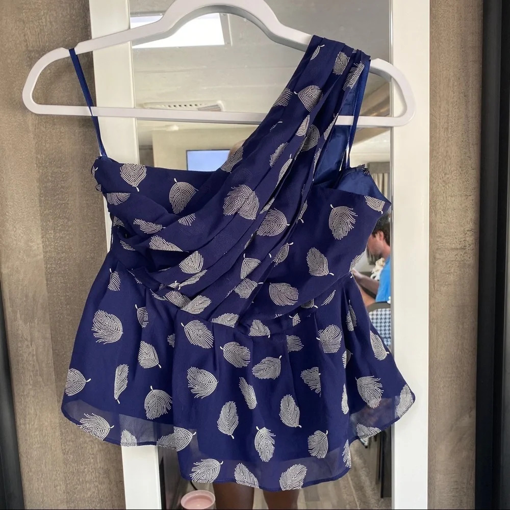 Fei Anthropologie Leaf One Shoulder Blouse
